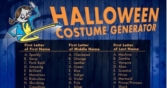 Free Printable Halloween Costume Idea Generator