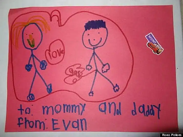 Funny-Kids-Valentine-Note-6 Child’s Valentine’s drawing for parents, with humorous details like silly expressions and creative hearts