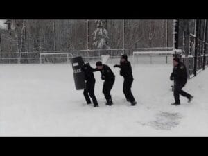 Kids Battle Cops In Snowball Fight