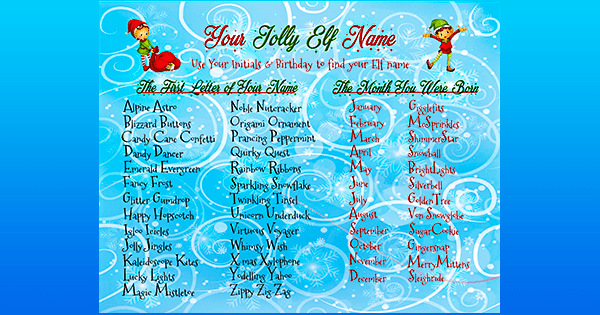 Free Printable Jolly Elf Name Generator ๐งโ๐