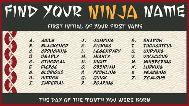 Free Printable Ninja Name Generator ๐ฅท
