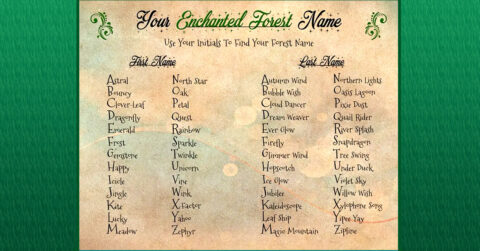 Free Printable Enchanted Forest Name Generator