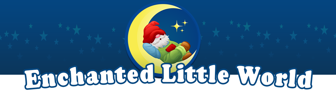 This header banner features the Enchanted Little World logo, a whimsical design with a gnome peacefully resting on a crescent moon amidst twinkling stars. This image represents the charm and wonder that Enchanted Little World brings to educational content for children.