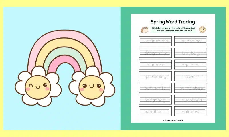 Free Printable Spring Word Tracing