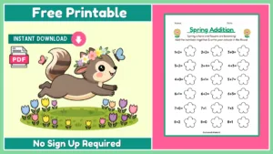Free Spring Addition Math Worksheet