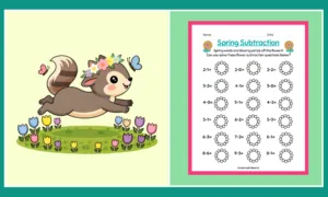 Free Printable Spring Subtraction Math Worksheet