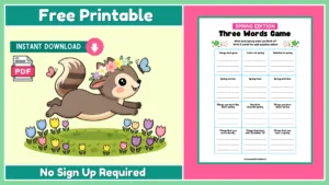 Free Spring Three Words Game For Kids
