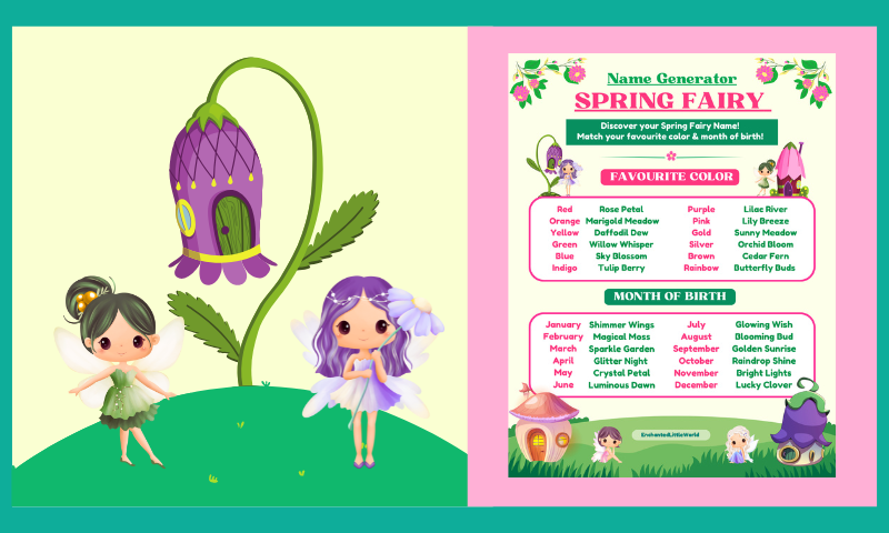 Free Printable Spring Fairy Name