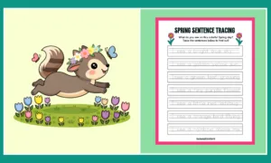 Free Printable Spring Sentence Tracing Worksheet