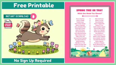 Free Printable Spring Would You Rather