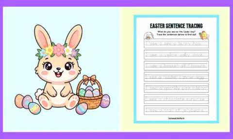Free Easter Sentence Tracing Worksheet