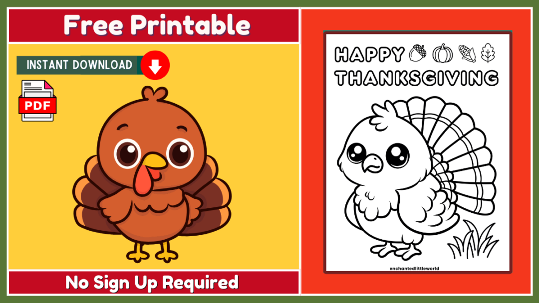 Free Cute Turkey Coloring Page