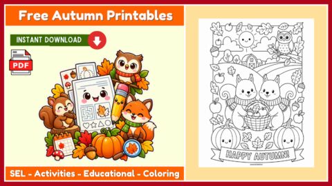 Free Autumn Coloring Page 1