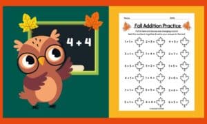 Free Printable Fall Addition Math Worksheet