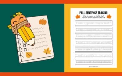 Free Printable Fall Sentence Tracing Worksheet