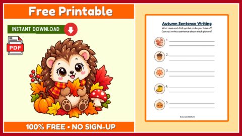 Free Fall Sentence Writing Worksheet