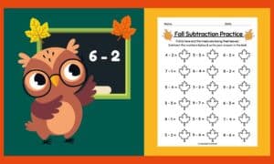 Free Printable Fall Subtraction Math Sheet