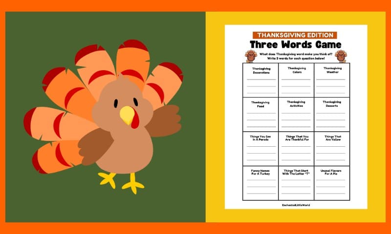 Free Thanksgiving Three Word Game