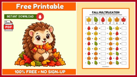 Free Fall Multiplication Worksheet