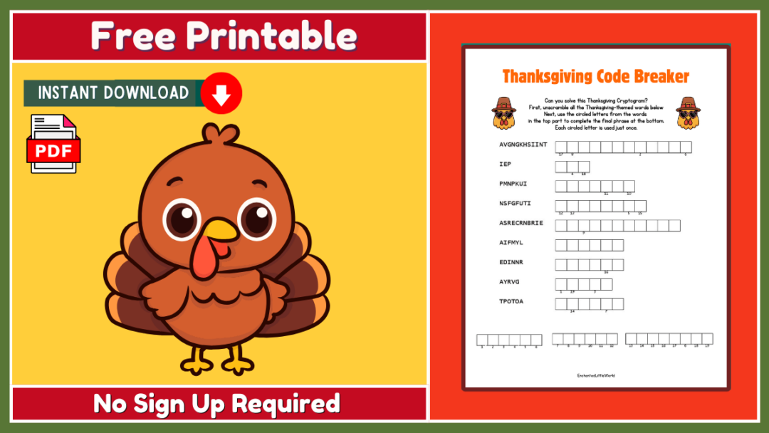 Free Thanksgiving Code Breaker Puzzle