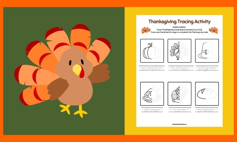 Free Thanksgiving Tracing Activity