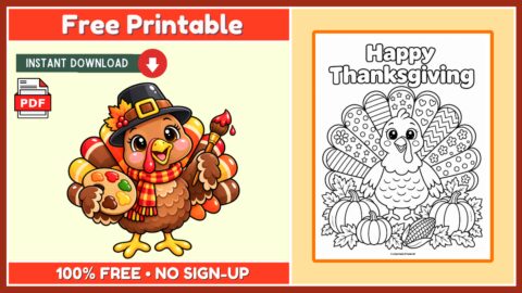 Free Thanksgiving Coloring Page 7