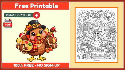 Free Thanksgiving Coloring Page 9