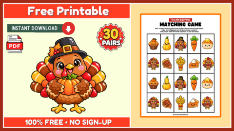 Free Thanksgiving Matching Game
