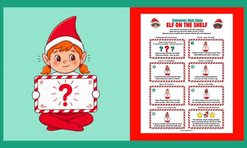 Free Printable Elf On The Shelf Scavenger Hunt