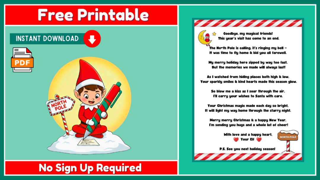 Free Elf on the Shelf Printable Goodbye Letter