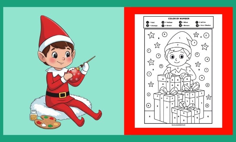 Free Elf On The Shelf Color By Number 4