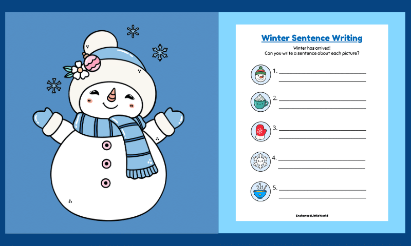 Free Printable Winter Sentence Writing Worksheet