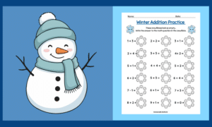 Free Printable Winter Addition Worksheet