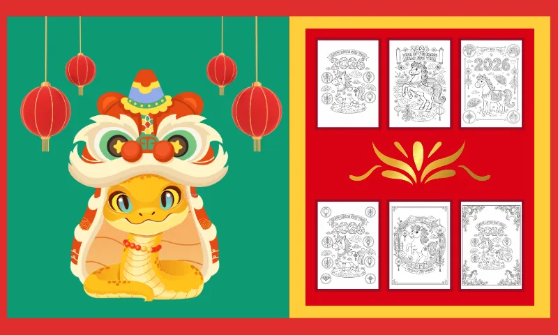 6 Free Printable 2026 Lunar New Year Coloring Pages