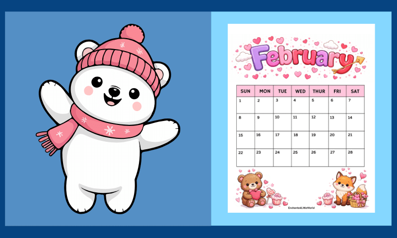 Free Printable February Calendar For Kids