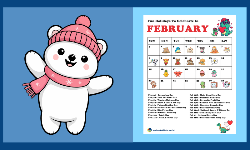 Free Printable February Calendar – Fun Holidays