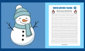 Free Printable Winter Sentence Tracing Worksheet 2