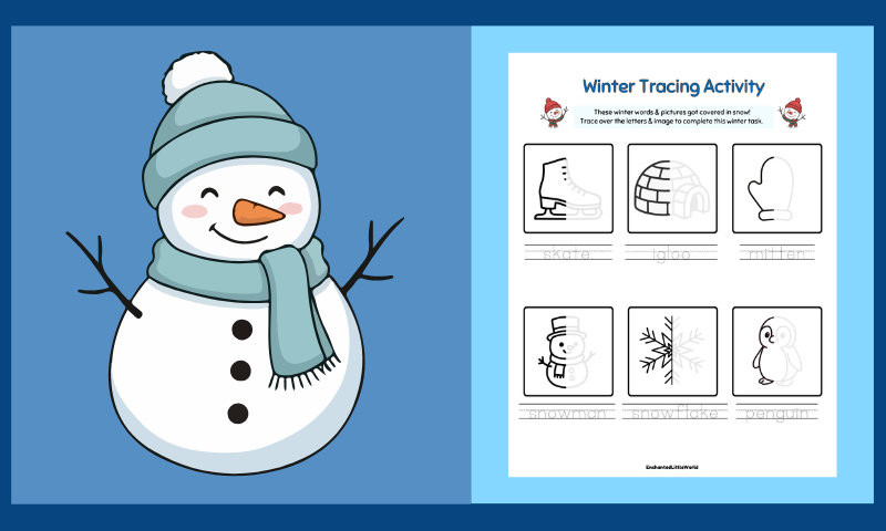 Free Printable Winter Tracing Worksheet