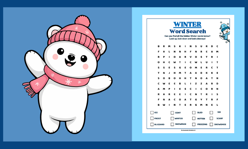 Free Printable Winter Word Search – Easy Level