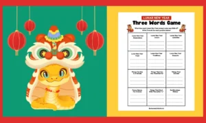 Free Printable Lunar New Year Three Words Worksheet
