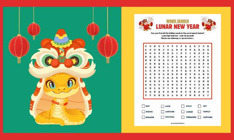 Free Printable Lunar New Year Word Search