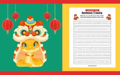 Free Printable Lunar New Year Sentence Tracing Worksheet