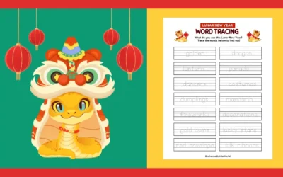 Free Printable Lunar New Year Word Tracing Worksheet