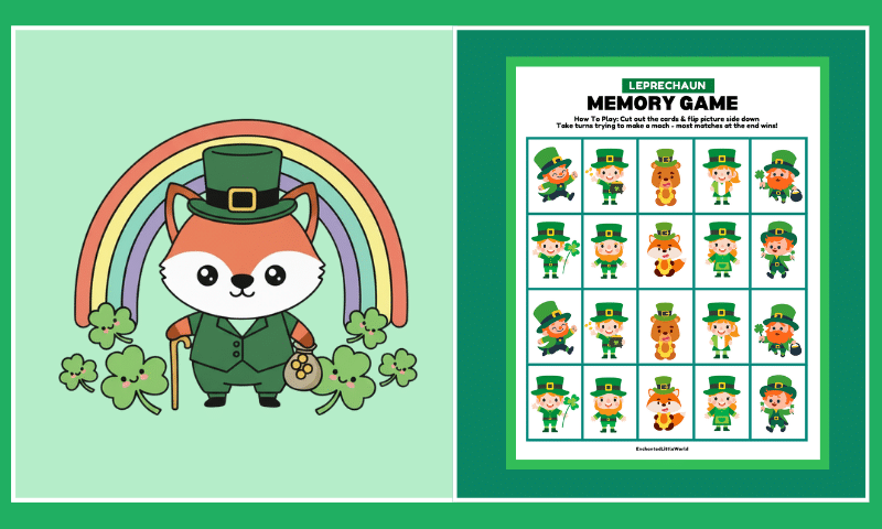 Free Printable Leprechaun Memory Game For Kids