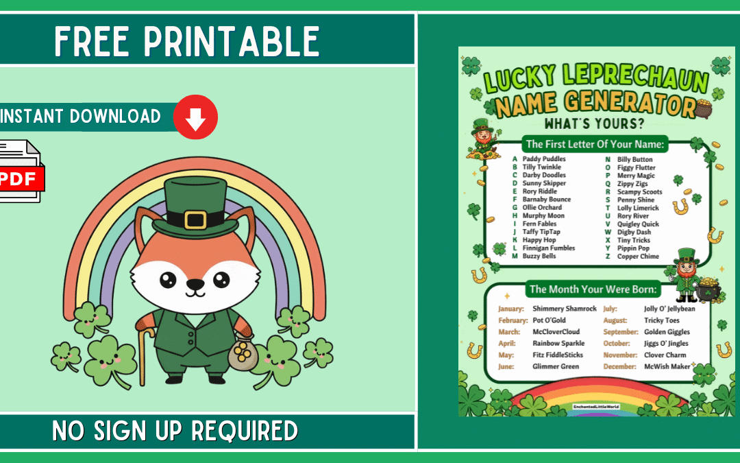 Free Printable Lucky Leprechaun Name Generator