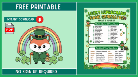 Free Printable Lucky Leprechaun Name Generator