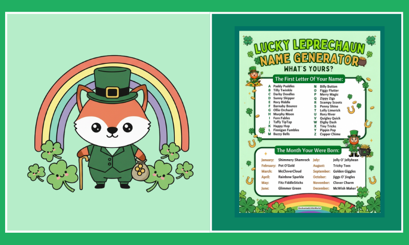 Free Printable Lucky Leprechaun Name Generator