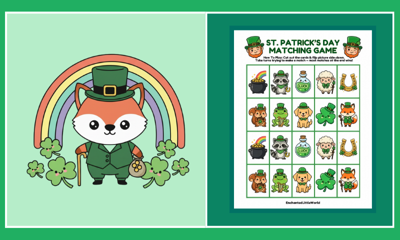 Free Saint Patrick’s Day Matching Game For Kids