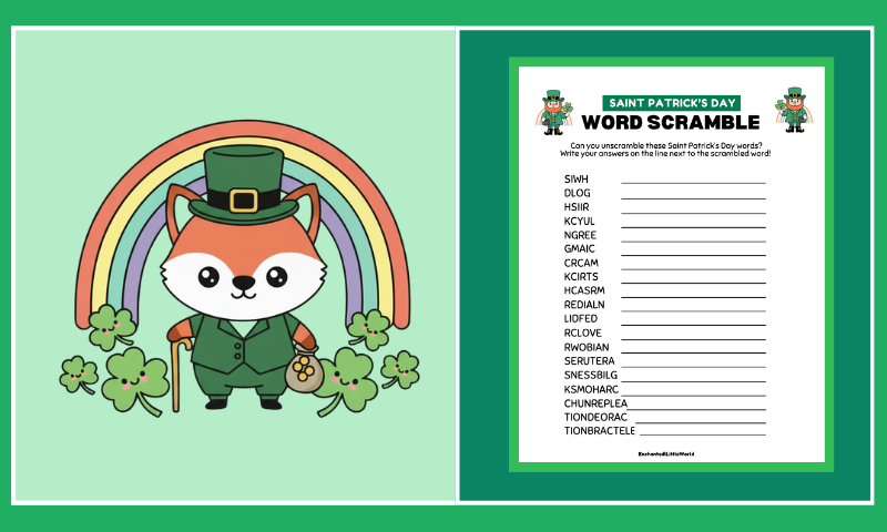 Free Printable Saint Patrick’s Day Word Scramble