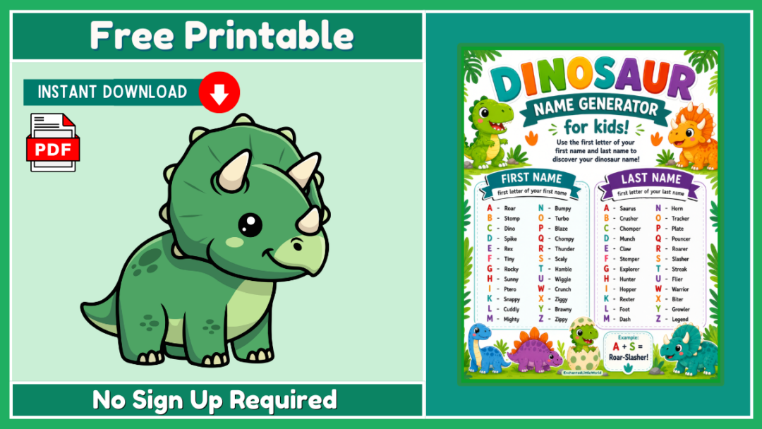 Free Printable Dinosaur Name Game